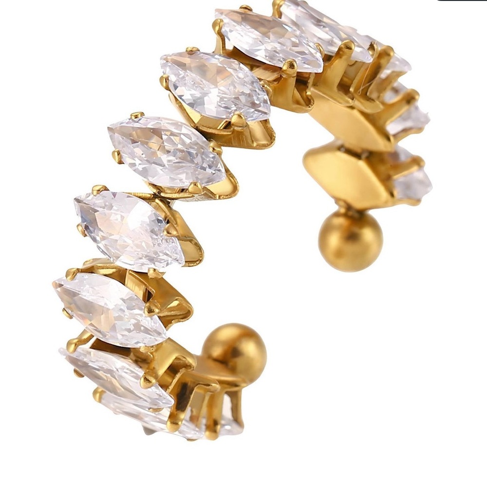 Elegant Gold and Silver Crystal Ear Cuff